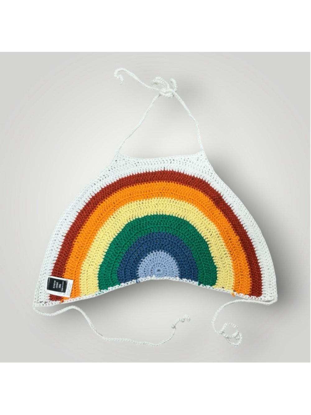 Women's SHEIN Rainbow Crochet Halter Crop Top 0XL White NWOT - Picture 6 of 8